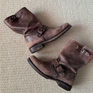 Vintage Frye Chocolate Brown Buckle Boots, Size 8